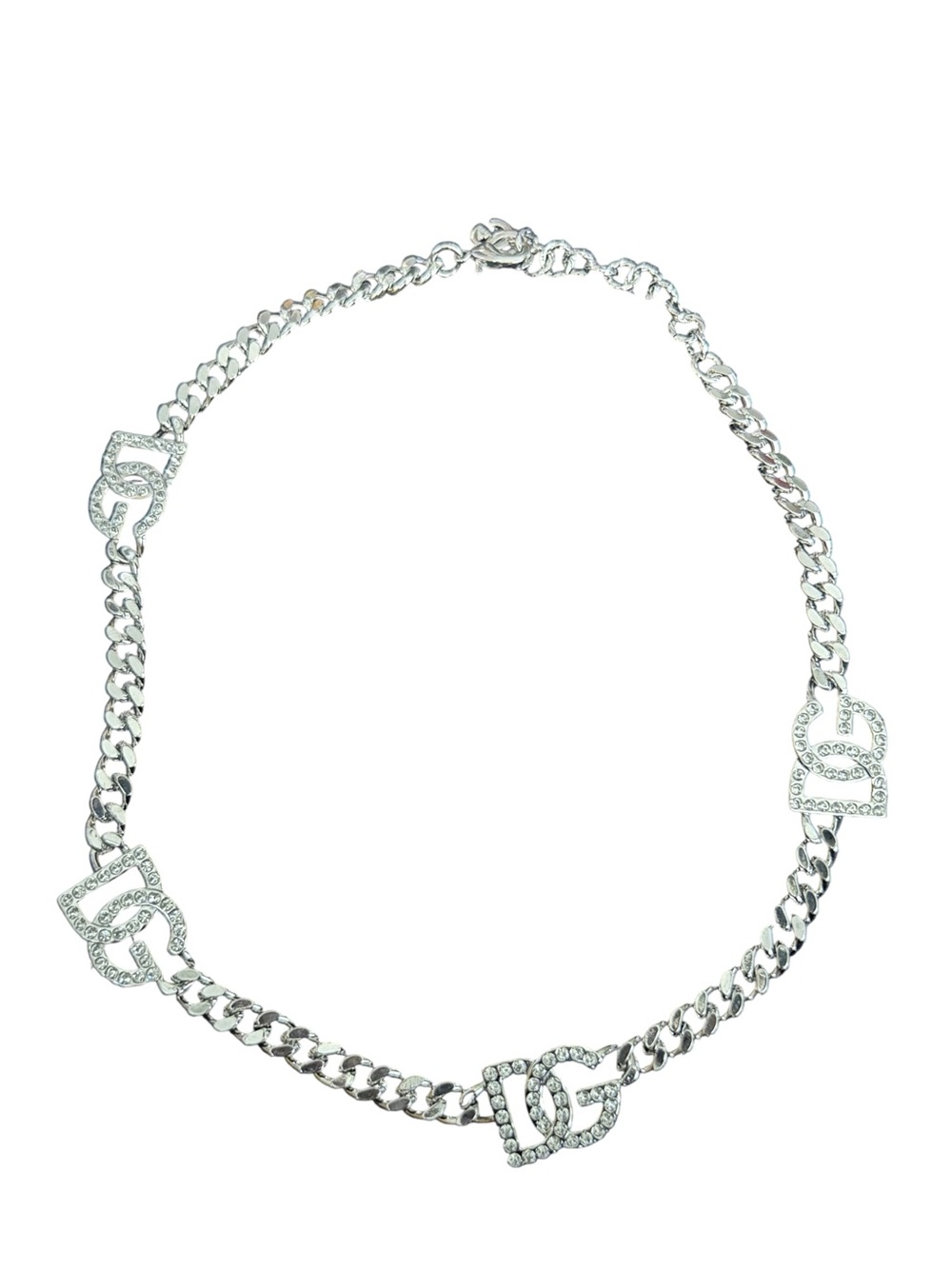 Silver D&G Crystal Link Chain Necklace - Elegant Women's Jewelry - Picture 7 of 7